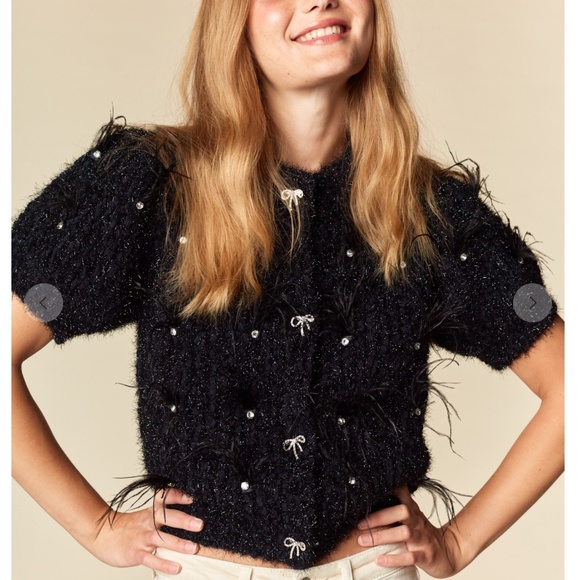 Rareraw “ Katrina 2 “ Rareraw Knit Sweater with Feather & Rhinestone Accents 95 - Picture 4 of 8